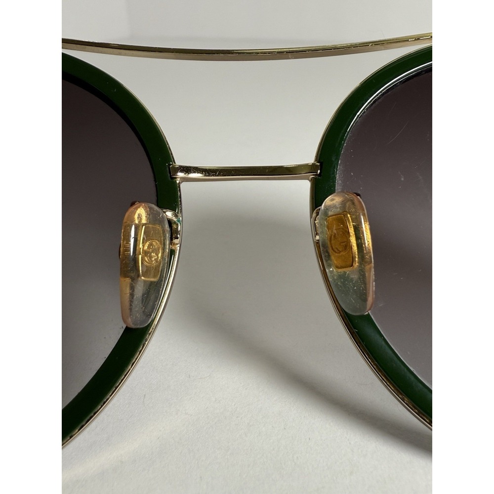 Gucci GG0061S Round Sunglasses Gold Green Red Gradient Lens 60mm Italy Bee - Picture 8 of 13